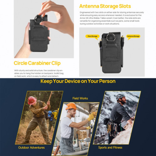 Pour Ulefone Armor 26 Ultra Ulefone Armor Holster, pochette de téléphone polyvalente, sac de taille (noir) SU602A1613-06