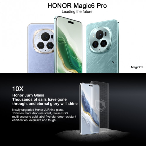Honor Magic6 Pro, 12 Go + 256 Go, 6,8 pouces Magic OS 8.0 Snapdragon 8 Gen 3 Octa Core jusqu'à 3,3 GHz, réseau : 5G, OTG, NFC (bleu) SH201A1543-013