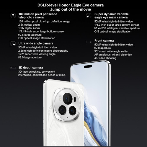 Honor Magic6 Pro, 12 Go + 256 Go, 6,8 pouces Magic OS 8.0 Snapdragon 8 Gen 3 Octa Core jusqu'à 3,3 GHz, réseau : 5G, OTG, NFC (bleu) SH201A1543-013