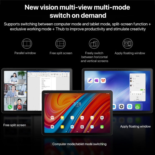 Tablette Lenovo K10 Pro 10,6 pouces 5G LTE, 6 Go + 128 Go, Android 13, Qualcomm Snapdragon 695 Octa Core, prise en charge de l'identification faciale (gris) SL201A1054-012