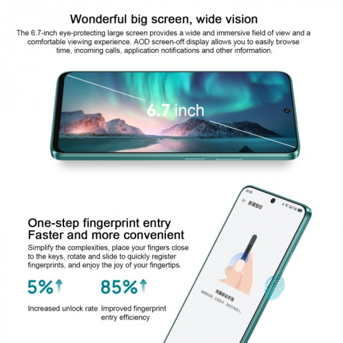 HUAWEI Enjoy 70 Pro, 8 Go + 256 Go, identification par empreinte digitale latérale, 6,7 pouces HarmonyOS 4.0 Qualcomm Snapdragon 680 Octa Core 2,4 GHz, réseau : 4G, OTG, ne prend pas en charge Google Play (noir) SH202C478-010