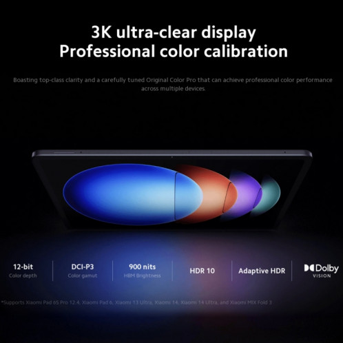 Xiaomi Pad 6S Pro 12,4 pouces, 12 Go + 512 Go, HyperOS Qualcomm Snapdragon 8 Gen2 Octa Core, batterie 10 000 mAh (noir) SX703A1791-032