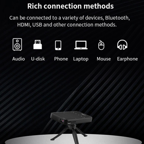 90 DLP Android 9.0 2 Go + 32 Go 4K Mini projecteur intelligent WiFi, prise d'alimentation : prise américaine (noir) SH402A1858-015
