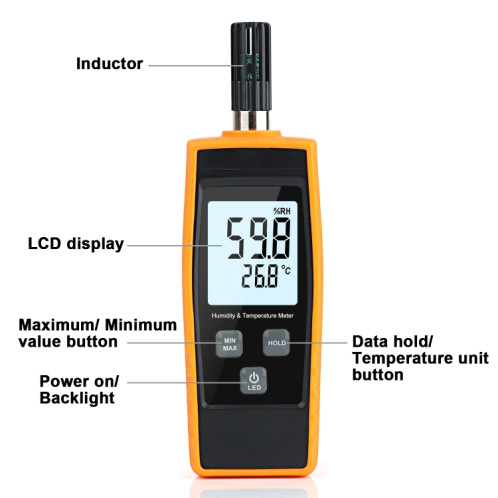 Compteur numérique de température et d'humidité RZ852 (orange) SH801A890-07