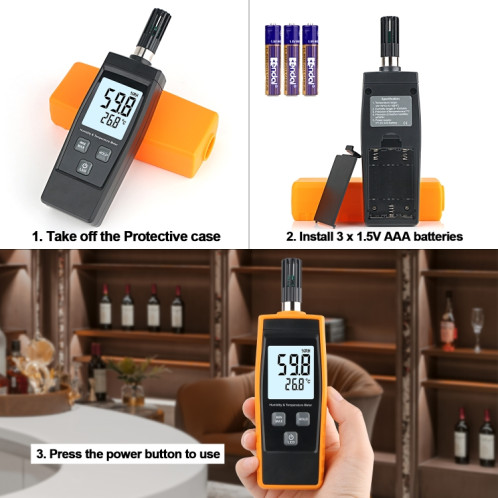 Compteur numérique de température et d'humidité RZ852 (orange) SH801A890-07