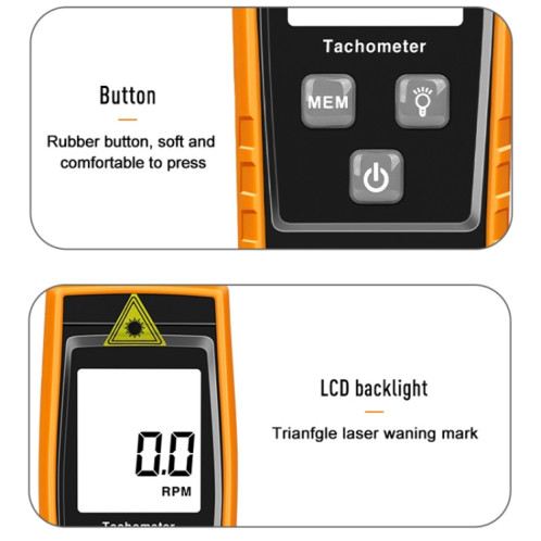 Tachymètre numérique RZ835, plage : 2,5-99999 tr/min (orange) SH901A1715-07