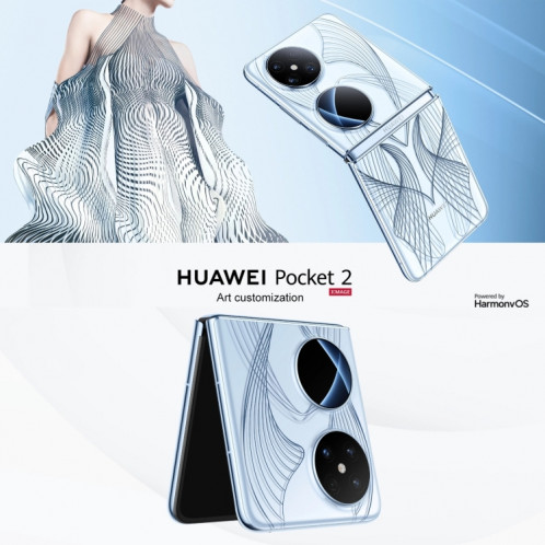 HUAWEI Pocket 2 Art Custom Edition, 16 Go + 1 To, 6,94 pouces + 1,15 pouces HarmonyOS 4.0 Octa Core, OTG, NFC, ne prend pas en charge Google Play (bleu) SH201A429-012