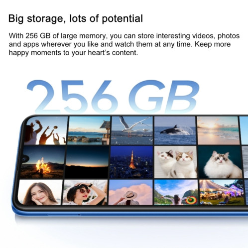 HUAWEI Enjoy 70z, 8 Go + 128 Go, identification par empreinte digitale latérale, 6,75 pouces HarmonyOS 4.0 Octa Core 2,4 GHz, réseau: 4G, ne prend pas en charge Google Play (bleu) SH801B1479-08