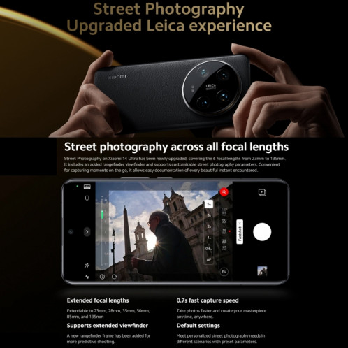 Xiaomi 14 Ultra, 12 Go + 256 Go, 6,73 pouces Xiaomi HyperOS Snapdragon 8 Gen 3 Octa Core 4 nm jusqu'à 3,3 GHz, NFC, réseau : 5G (noir) SX101B1263-023