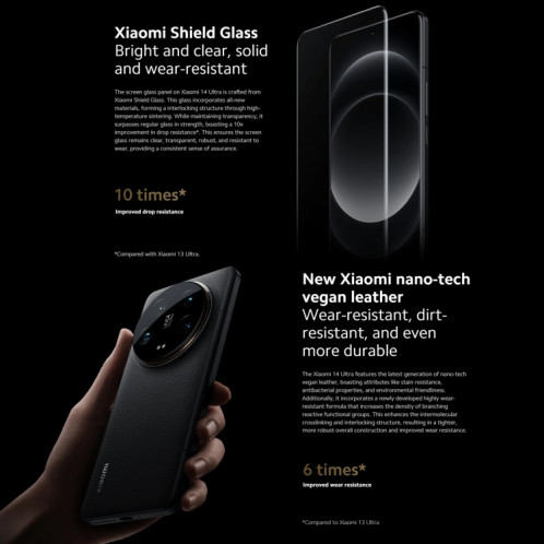 Xiaomi 14 Ultra, 16 Go + 1 To, 6,73 pouces Xiaomi HyperOS Snapdragon 8 Gen 3 Octa Core 4 nm jusqu'à 3,3 GHz, NFC, réseau : 5G (blanc) SX103A633-023