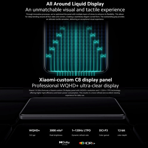 Xiaomi 14 Ultra, 16 Go + 1 To, 6,73 pouces Xiaomi HyperOS Snapdragon 8 Gen 3 Octa Core 4 nm jusqu'à 3,3 GHz, NFC, réseau : 5G (blanc) SX103A633-023