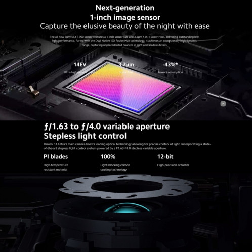 Xiaomi 14 Ultra, 16 Go + 1 To, 6,73 pouces Xiaomi HyperOS Snapdragon 8 Gen 3 Octa Core 4 nm jusqu'à 3,3 GHz, NFC, réseau : 5G (blanc) SX103A633-023