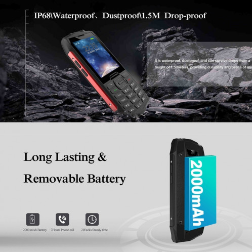 Téléphone robuste HAMTOD H3 / R3T, version UE, 2,8 pouces T107 ARM CortexTM A7 Quad-core 1,0 GHz, réseau : 4G, VoLTE, BT, SOS (argent) SH901C1701-06