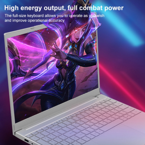 Ordinateur portable ultrafin V8 15,6 pouces, 16 Go + 512 Go, processeur Intel N95 Quad Core Windows 10 (argent) SH403A1504-013