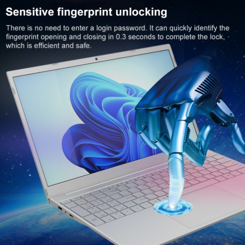 Ordinateur portable ultrafin V8 15,6 pouces, 16 Go + 512 Go, processeur Intel N95 Quad Core Windows 10 (argent) SH403A1504-013