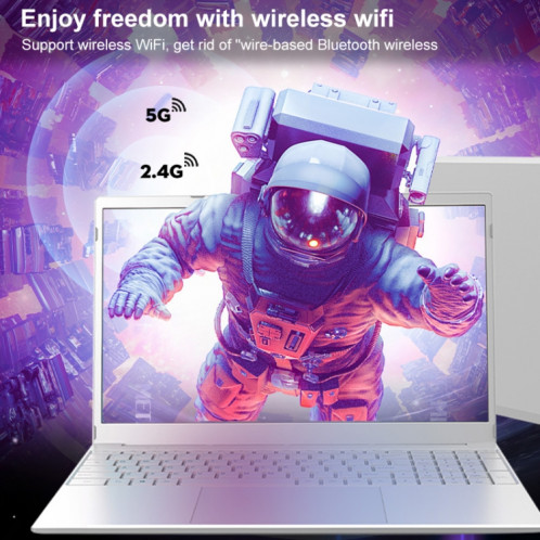 Ordinateur portable ultrafin V8 15,6 pouces, 12 Go + 128 Go, Windows 10 Intel Jasper Lake N5095 Quad Core (argent) SH801A1057-014