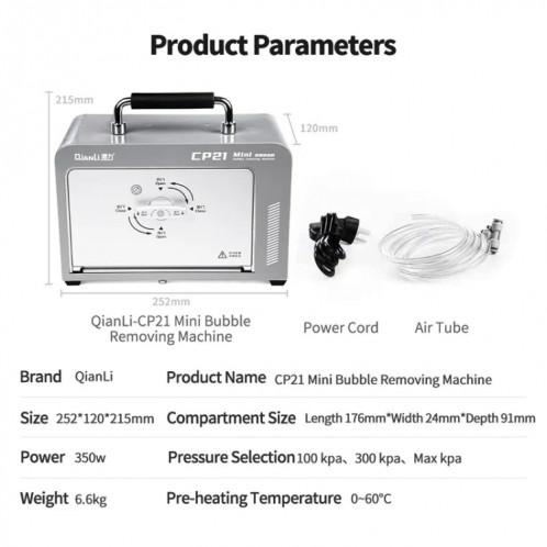 Qianli CP21 Mini Machine à enlever les bulles d'écran LCD, prise ue SQ2201736-05