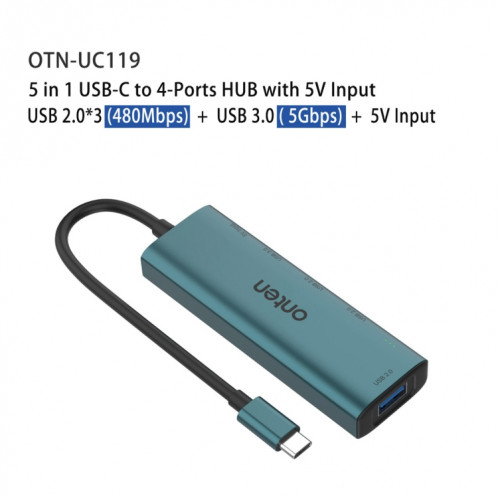 Onten UC119 HUB USB 5 en 1 USB-C / Type-C vers USB 4 ports avec entrée 5V SO24341967-08
