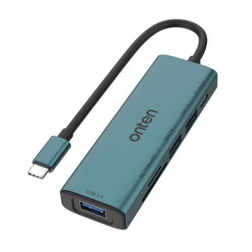 Onten UC120 Lecteur de carte USB-C vers SD/TF 6 en 1 avec HUB USB 3 ports et entrée 5 V SO2438854-08