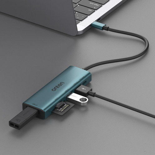 Onten UC120 Lecteur de carte USB-C vers SD/TF 6 en 1 avec HUB USB 3 ports et entrée 5 V SO2438854-08