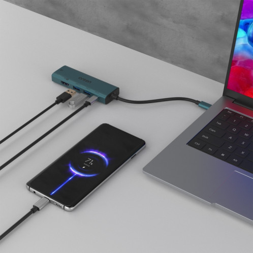 Onten UC126 Station d'accueil HUB multifonction 5 en 1 USB-C/Type-C vers Dual HDM I+ USB2.0 + PD3.0 SO2451960-09