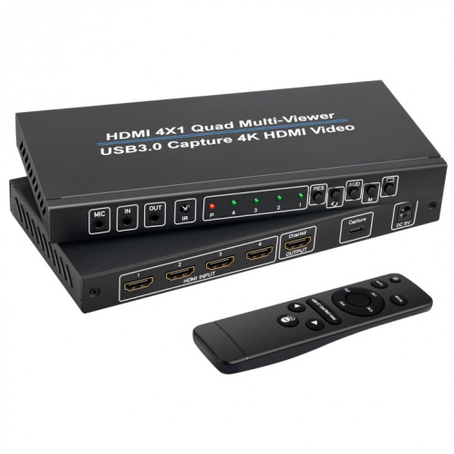Répartiteur d'écran NK-941S 4K HDMI 4x1 + capture vidéo USB3.0 tout-en-un (noir) SH501A332-08
