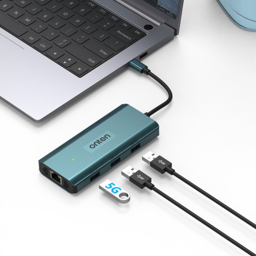 Station d'accueil HUB multifonction Onten UC961 9 en 1 USB-C / Type-C (vert) SO901A1772-06