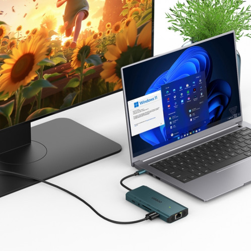 Station d'accueil HUB multifonction Onten UC961 9 en 1 USB-C / Type-C (vert) SO901A1772-06