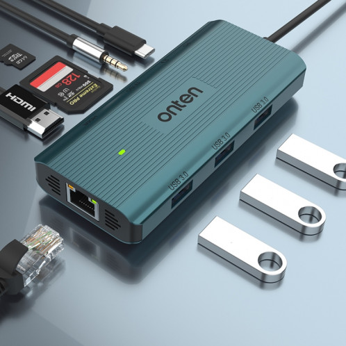 Station d'accueil HUB multifonction Onten UC961 9 en 1 USB-C / Type-C (vert) SO901A1772-06