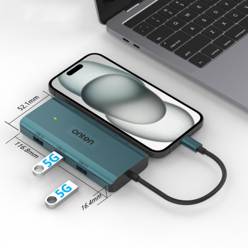 Station d'accueil HUB multifonction Onten UC961 9 en 1 USB-C / Type-C (vert) SO901A1772-06