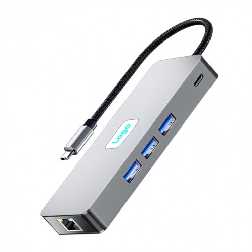 BYL-2401 Station d'accueil 8 en 1 Type-C vers PD100W + USB3.0 + HDMI + DP + RJ45 HUB (Gris sidéral) SH901A779-010
