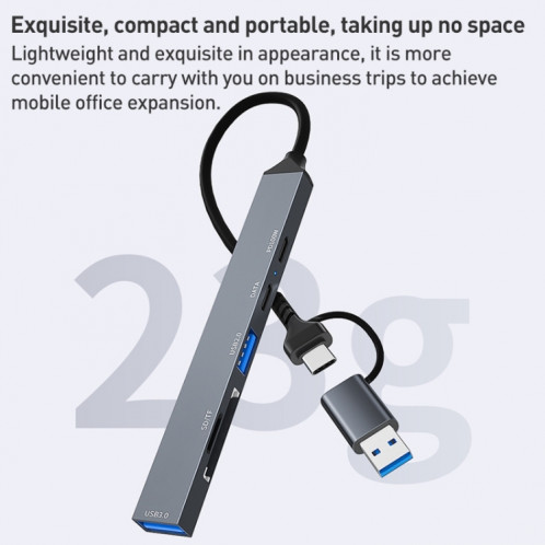 ADS-807D 6 en 1 USB + Type-C vers PD100W + USB3.0/2.0 + Station d'accueil SD/TF HUB (Gris sidéral) SH401A604-010
