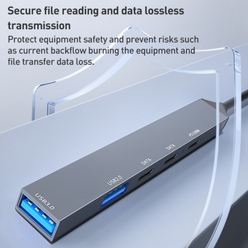 ADS-809D 5 en 1 USB + Type-C vers PD100W + USB3.0/2.0 + Station d'accueil HUB Type-C (Gris sidéral) SH701A218-08