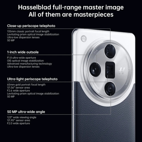 Téléphone OPPO Find X7 Ultra AI, 12 Go + 256 Go, empreinte digitale d'écran, 6,82 pouces ColorOS 14.0 Qualcomm Snapdragon 8 Gen3 Octa Core jusqu'à 3,3 GHz, OTG, NFC, réseau : 5G (bleu foncé) SO801B1513-018