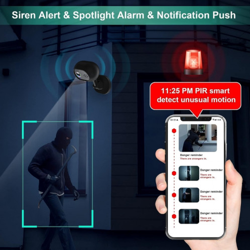 Mini caméra de vision nocturne WiFi sans fil A25 (noir) SH401A41-09