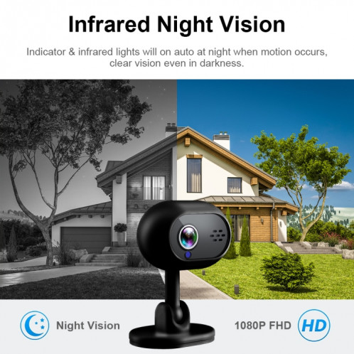 Mini caméra de vision nocturne WiFi sans fil A25 (noir) SH401A41-09