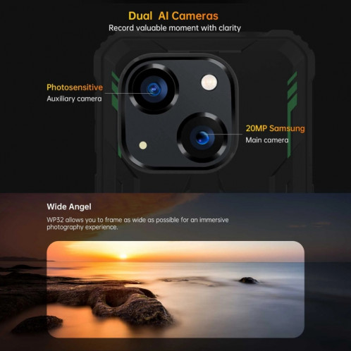  Oukitel WP32, 4 Go + 128 Go, IP68/IP69K, 5,93 pouces Android 13 Unisoc Tiger T606 Octa-core, NFC, OTG, réseau : 4G (Orange) SO601B1093-015