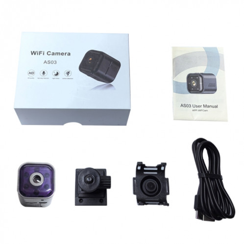 AS03 Mini caméra intelligente extérieure HD à vision nocturne infrarouge (noir) SH801A915-010