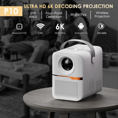 Projecteur WiFi portable GXMO P10 Max Android 10 OS HD, type de prise : (blanc) SG102A1554-013