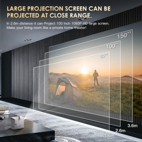 Projecteur WiFi portable GXMO P10 Max Android 10 OS HD, type de prise : (blanc) SG102A1554-013