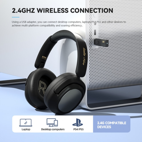 Casque Bluetooth sans fil à bandeau de jeu sans fil à faible latence Eking ANC à réduction de bruit, avec 2,4 G (blanc) SH401B261-016