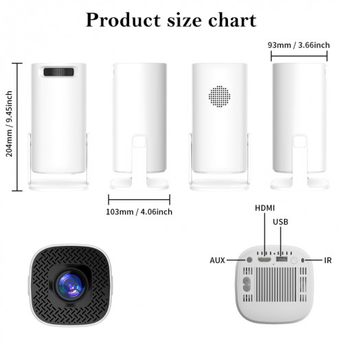 Projecteur WiFi portable GXMO P30 Android 11 OS HD, type de prise : (blanc) SG502A471-011