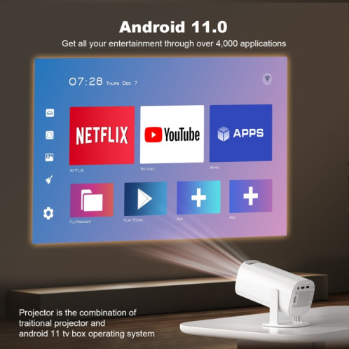 Projecteur WiFi portable GXMO P30 Android 11 OS HD, type de prise : prise britannique (blanc) SG503A315-011