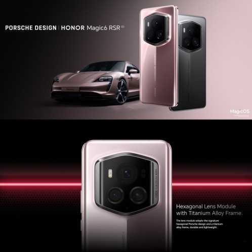 Honor Magic6 RSR Porsche Design, 24 Go + 1 To, 6,8 pouces Magic OS 8.0 Snapdragon 8 Gen 3 Octa Core jusqu'à 3,3 GHz, réseau : 5G, OTG, NFC (gris agate) SH701B86-012