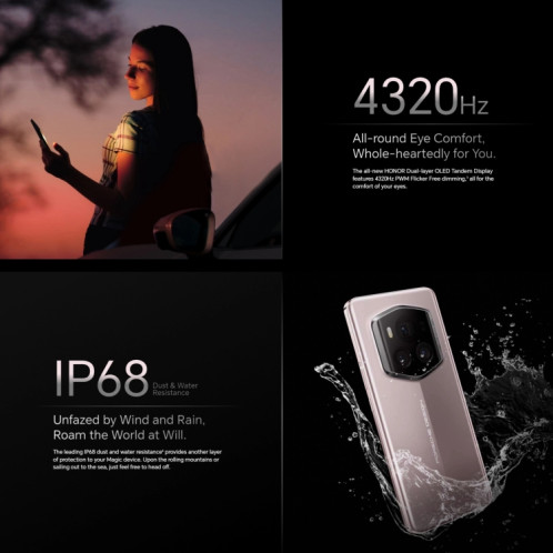 Honor Magic6 RSR Porsche Design, 24 Go + 1 To, 6,8 pouces Magic OS 8.0 Snapdragon 8 Gen 3 Octa Core jusqu'à 3,3 GHz, réseau : 5G, OTG, NFC (gris agate) SH701B86-012