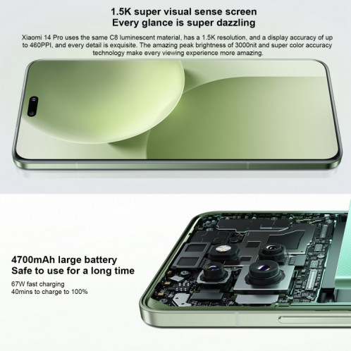 Xiaomi Civi 4 Pro, 12 Go + 256 Go, 6,55 pouces Xiaomi HyperOS Snapdragon 8s Gen 3 Octa Core 4 nm jusqu'à 3,0 GHz, NFC, réseau : 5G (vert) SX001A1338-016