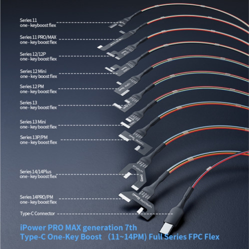 Câble de test de contrôle d'alimentation CC iPower Pro Max de 7e génération QianLi pour iPhone série 6-14 SQ30891907-09