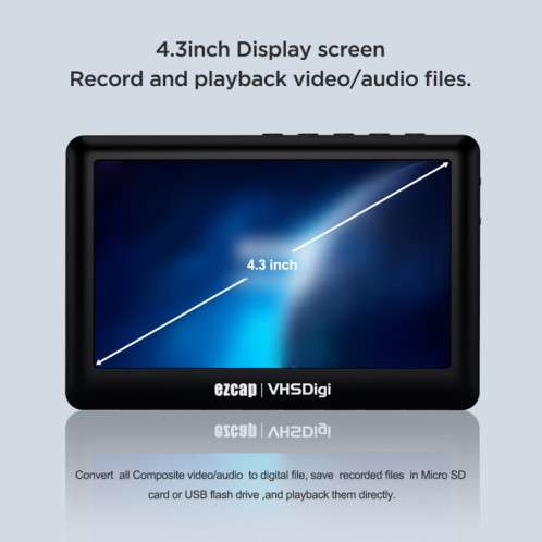Ezcap 180 VHSDigi Boîte d'enregistrement de capture vidéo avec écran de 4,3 pouces (noir) SE001A1524-010