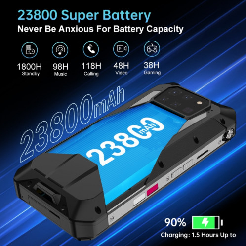  Unihertz Tank 3 Pro 5G / 8849, 18 Go + 512 Go, projecteur, appareil photo 200 MP, vision nocturne, batterie 23 800 mAh, 6,79 pouces Android 13 Dimensity 8200 Octa Core, réseau : 5G (noir) SU302A322-010