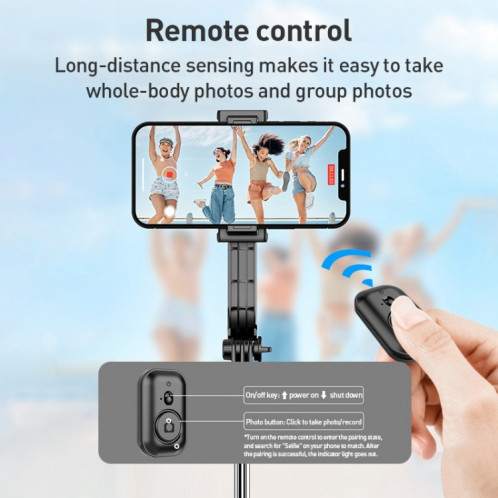 Trépied amovible avec télécommande Bluetooth ZGA S01, perche à selfie (noir) SZ101A529-011